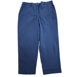 NEW Talbots Women's 14 Blue Striped Seersucker Cropped Pants Navy Casual Career‎